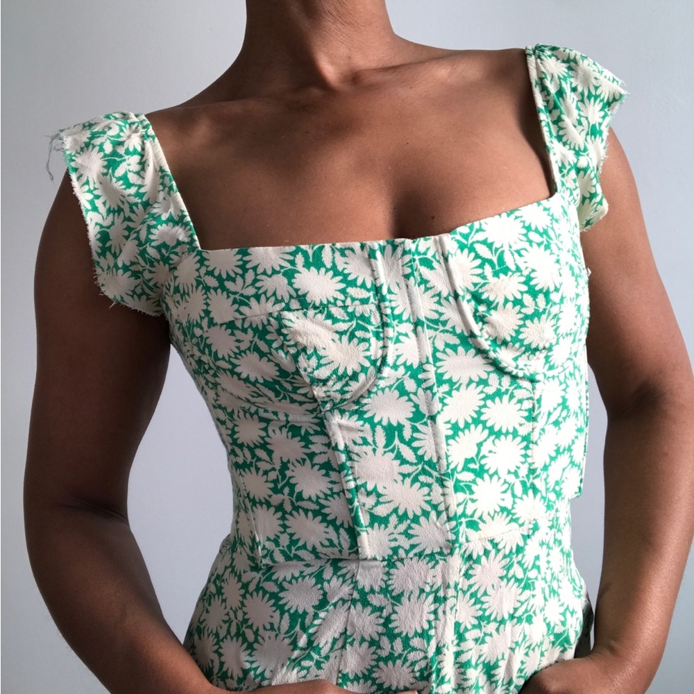 CAPULET WOMENS JUMPSUIT GREEN FLORAL WIDE LEG CORSET 4 - Picture 3 of 13